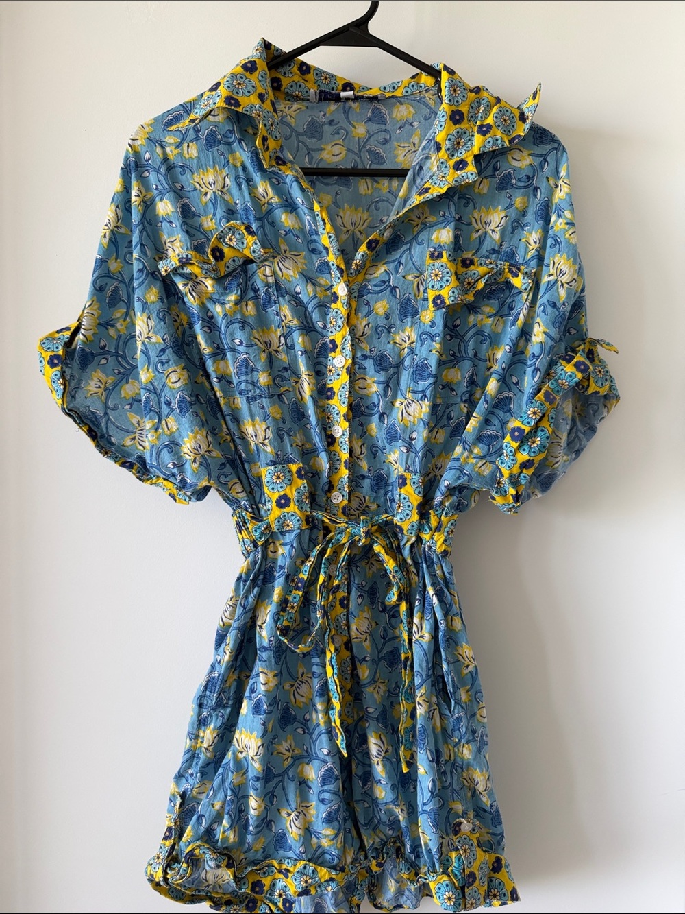 Just Belinda Blue & Yellow Floral One-Piece Romper